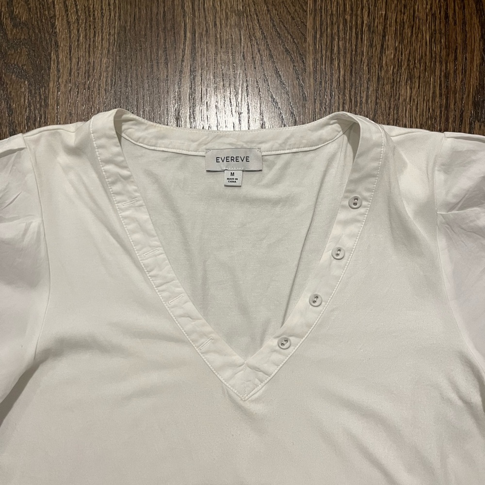 Evereve White Blouse Puff Sleeves size Medium